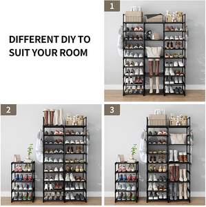 נעל schoenkast נעל סלע מדהים מגפיים אחסון הצג נעליים מתכוונן במבוק מארגן 9 שכבות - Product Image 4