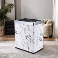 Poubelle rectangulaire en PU et métal, corbeille à papier pour salle de bain, poubelle en acier inoxydable, mini poubelle fine pour la maison et les toilettes