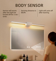 Miroir de salle de bain intelligent à LED avec détecteur de présence, réglage de la luminosité, anti-buée, pour la douche et le maquillage
