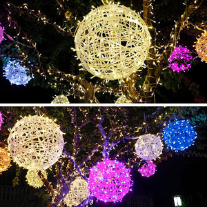 A-428 Nouvelle conception de lampe à boule en rotin LED créative, lanterne de rue extérieure, décorations festives pour la maison, événements, mariages, fêtes, lumières - Product Image 2