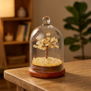 Árbol de la Fortuna de Cristal de Citrino Natural Hecho a Mano con Cúpula de Cristal, Decoración de Piedras Preciosas, Base de Madera, Regalo de Decoración para el Hogar Feng Shui - Product Image 3