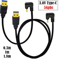 Câble de synchronisation et de charge USB plaqué or USB 3.0 (Type-A) mâle vers USB 3.1 (Type-C) mâle (noir) 0,3 m/1 m/1,8 m