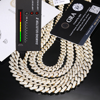 Jeune garçon Hip Hop bijoux en gros 8mm-14mm 14K or 925 argent 2 rangées VVS Moissanite diamant glacé cubain lien chaîne collier