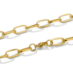 Minimalista Não Tarnish 4/5/6mm 18K Banhado A Ouro Aço Inoxidável Paperclip Cadeia Colar para Homens Mulheres - Product Image 6