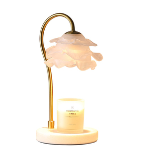 Lámpara de Mesa LED con Pantalla de Vidrio en Forma de Domo, Estilo Mid-Century, Color Gris, Base de Metal, Luz Blanca Cálida, Ecológica, Pequeña - Product Image 1