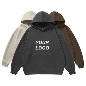 Custom Streetwear 380g Hoodie Plain Heavyweight Cotton Pullover Blank Oversized No Strings Hoodie Men