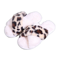Nouvelles Pantoufles Chaudes en Peluche à Bande Croisée Automne-Hiver, Claquettes en Coton Style Fourrure Moelleuse à Bout Ouvert pour Filles, Chaussons d'Intérieur