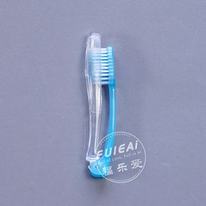 Brosse à dents de voyage pliable bleue 19 cm, poils souples pour l'hygiène buccale, usage adulte - Product Image 1