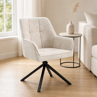 Chaise de salle à manger ergonomique avec coussin en bouclette, accoudoirs, design confortable, chaise de salle à manger de luxe