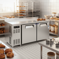 Table de préparation commerciale en acier inoxydable, plan de travail réfrigéré pour cuisine de restaurant, compact, sans givre, réfrigérateur à refroidissement efficace