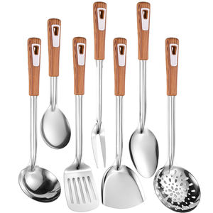 ชุดอุปกรณ์ครัวสแตนเลส ช้อน ตะหลิว ทัพพี ตะแกรงกรองอาหาร ช้อนตักซุปแบบมีรู และที่กรอง - Product Image 3