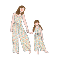 Combinaison d'été à bretelles pour filles, motif fibre de protéine de lait, style « Maman et moi », tenues assorties pour la famille