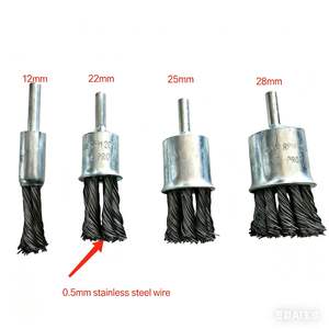 Alta calidad Industrial 6mm diámetro del vástago Acero inoxidable 304 alambre 20mm forma de pluma de cepillo amoladora de extremo de alambre prensado para taladros eléctricos - Product Image 2