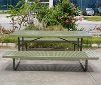 Table de pique-nique moderne en métal pour l'extérieur, ensemble de meubles de jardin, table et banc de café en acier pour terrasse extérieure