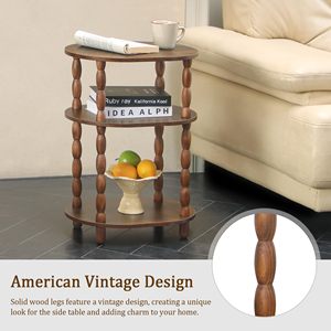 SENYU Étagère de présentation à 3 niveaux en bois artisanal, support de rangement ovale pour la décoration intérieure, salon, chambre à coucher - Product Image 4