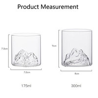 Verre à whisky en borosilicate de qualité alimentaire résistant à la chaleur, fait main, avec fond en forme de montagne 3D, pour bourbon et scotch