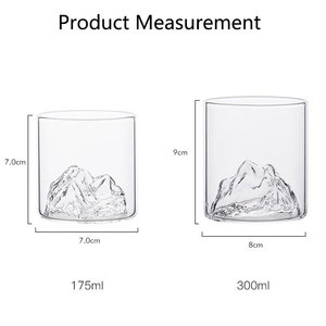 Bicchiere da whisky in vetro borosilicato resistente al calore, per uso alimentare, fatto a mano, con fondo 3D a montagna, per Bourbon e Scotch - Product Image 6