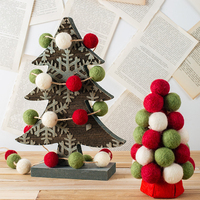 Nouveauté 2024, boules de décoration de Noël intérieures écologiques en laine 100%, tendance, taille personnalisable, emballées