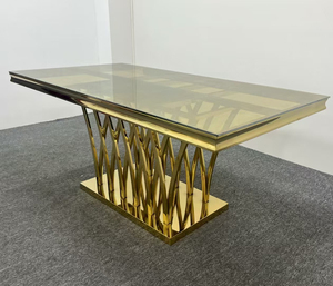 โต๊ะกระจกสแตนเลสสตีลสีทองใช้สำหรับจัดงานแต่งงานสมัยใหม่ - Product Image 2