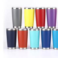 Vente en gros de tasses à café isothermes en acier inoxydable à double paroi avec revêtement en poudre, 20 oz et 30 oz, gobelets pour voiture avec couvercle coulissant