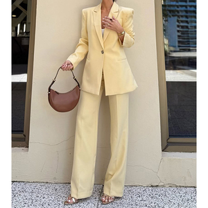 Ensemble veste et pantalon de costume uni pour femme, style européen décontracté et professionnel, idéal pour le travail, vente en gros S-L - Product Image 5