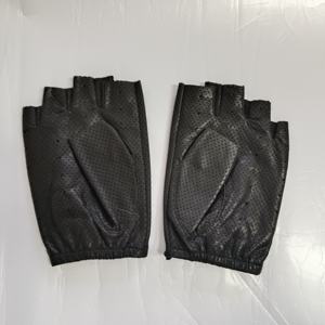 Gants de conduite en cuir de mouton à demi-doigts pour hommes, été 2026, avec trous d'aération, gants de vélo - Product Image 3
