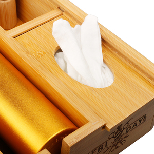 Bandeja de encimera <span class=keywords><strong>para</strong></span> salón, bandeja de bambú Natural <span class=keywords><strong>para</strong></span> almacenamiento de herramientas de peluquería - Product Image 4