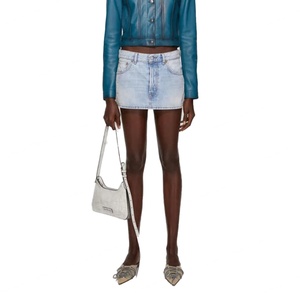 Falda Personalizada para Mujer, 100% Algodón, Alta Calidad, Tela Vaquera Azul Lavada Vintage, Minifalda - Product Image 1