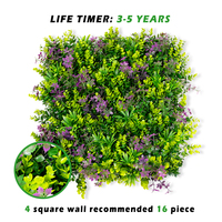 Panneau de haie verticale artificielle 50x50cm, plantes vertes, mélange d'eucalyptus et de feuilles violettes pour la décoration de magasins, mariages, jardins et espaces commerciaux