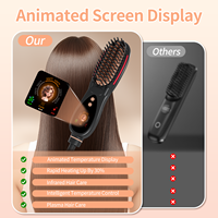 Brosse Lissante Professionnelle Mini en Céramique avec Écran LCD, Réparation Infrarouge et Soin Capillaire au Plasma, Lisseur Électrique pour Salon