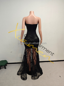 Rayon Lateste balo elbise koyu romantizm ışıltılı zarif tüy Trim siyah Rhinestone See Through korse akşam elbise topu - Product Image 6