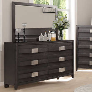 Juego de Muebles de Dormitorio Modernos en Gris Oscuro - Cama con Plataforma, Cómoda y Mesita de Noche, Juego de Muebles de Dormitorio Blancos - Product Image 2