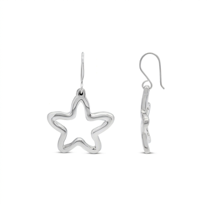 Pendientes de Plata de Ley 925 con Forma de Lágrima para Mujer, Elegantes, Huecos, Colgantes, de Moda, Lisos, con Forma de Estrella - Product Image 1
