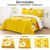 En stock – Ensemble de draps 6 pièces King Size en microfibre douce imprimée avec poches profondes – Vente en gros