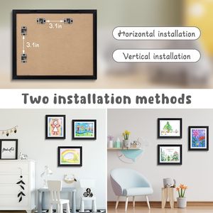 Custom Size Customized Magnetic Eco-Friendly Kids Art <b>Frame</b> Mat Changeable Artwork Display Storage <b>Black</b> White <b>Frame</b> for Wall - Product Image 2