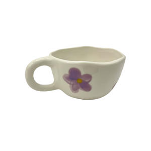 Tasse à thé en céramique de style japonais, motif pétale créatif, 8 oz, peinte à la main, design irrégulier, pour le thé de l'après-midi ou le café - Product Image 4
