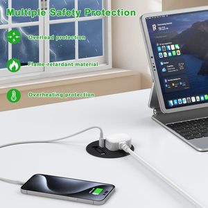 <span class=keywords><strong>Prise</strong></span> de bureau encastrée personnalisée avec câble rétractable 20W, passe-câble encastré USB-C et <span class=keywords><strong>prise</strong></span> de courant encastrée - Product Image 5