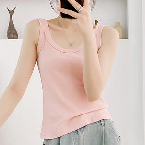 Camisole d'été pour femmes RUICHI avec coton et élasthanne côtelé 260GSM, anti-exposition, élégante, superposition et vêtement <span class=keywords><strong>extérieur</strong></span>, débardeur - Product Image 5