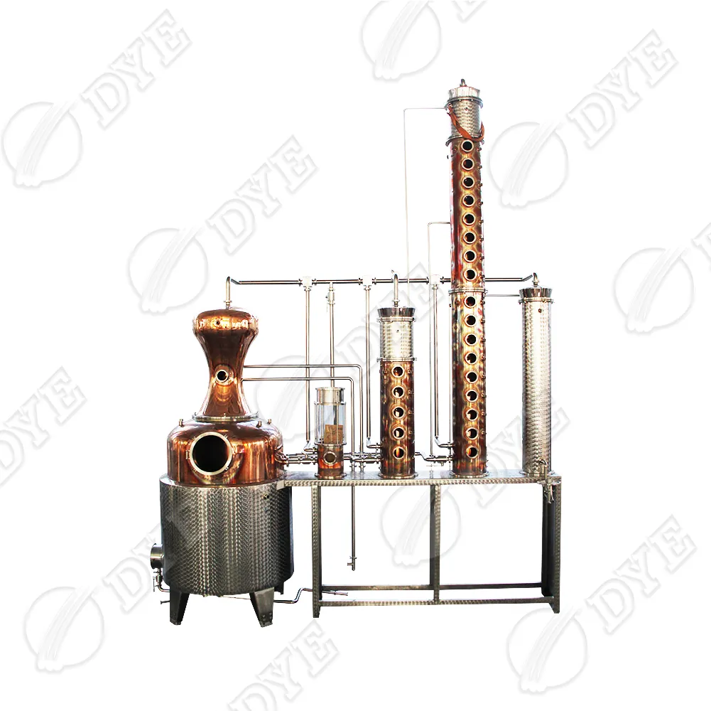 Distillation Whiskey DYE Whiskey Distilling Machine Fractional Distillation Unit Vodka Gin Whisky Craft Distilling Equipment Copper Pot Still