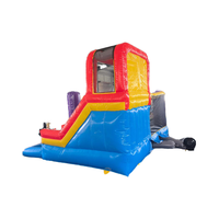 Château gonflable commercial avec toboggan, en PVC durable, pour événements intérieurs/extérieurs, capacité de 500 kg, installation facile
