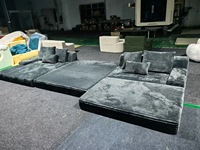 Vakuumkomprimiertes Sektional-Sofa aus Samt in Blau, Komprimiertes Schlafsofa für Wohnzimmer