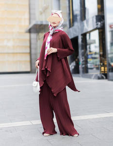 SIPO vêtements islamiques Baju costume modeste ensemble singapour malaisie plaine couleur unie lambrissé renversé conception Ramadan ras du cou fournisseur - Product Image 3