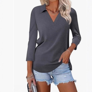 Elegante <span class=keywords><strong>Camiseta</strong></span> de Punto para <span class=keywords><strong>Mujer</strong></span>, <span class=keywords><strong>Cuello</strong></span> en V, Ajustada, Otoño 2026 - Product Image 4