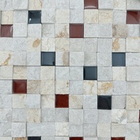 Mosaïque de carreaux de marbre naturel beige à jet d'eau coloré, style parquet, pour crédence de cuisine de villa, salle de bain, style métro, rustique, unique et irrégulier
