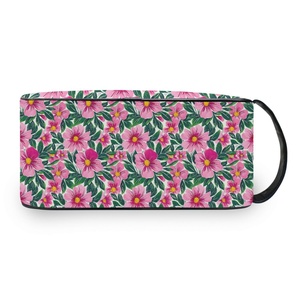 Fashion Pink Flower Custom Design Travel Cosmetic Bags Polyester Portable Small <b>Makeup</b> Bag Toiletry Pouch Bag for Women - Product Image 2