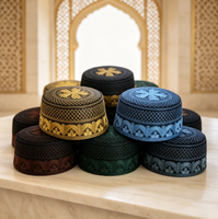 Chapeau ethnique islamique en polyester au crochet pour hommes adultes Boran, style Moyen-Orient, pour la prière quotidienne, broderie personnalisée à la machine, vente en gros