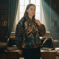Ensemble jupe et veste unisexe tendance personnalisé en tissu jacquard tissé, streetwear pour femme, motif graphique personnalisé, vintage, rétro, élégant