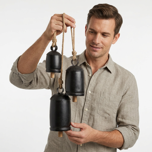 Black Metal Bell <b>Wind</b> <b>Chime</b> Hanging Ornament Shape Black Nickel Plated Feng Shui Home Decoration Rattler Fashion Buddhism - Product Image 2