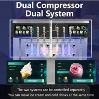 Machine à glace combinée à service rapide, 2 bacs, pour Açaï et Yaourt Glacés, Distributeur Automatique Robotisé, Maquinaria De Heladeria en Chine