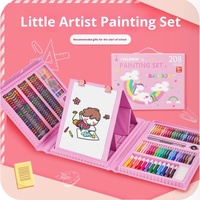 Ensemble de papeterie de petite taille de 208 pièces pour enfants, pinceaux, crayons de couleur, stylos aquarelle pour la peinture, ensemble d'art, cadeau pour enfants